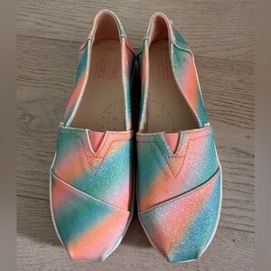 TOMS Kids Alpargata multicolored slip-on shoes - rainbow glitter size Youth 2.5